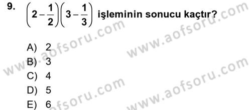 Matematik 1 Dersi 2015 - 2016 Yılı (Vize) Ara Sınav Soruları 9. Soru