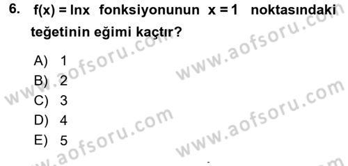 Matematik 1 Dersi 2015 - 2016 Yılı (Final) Dönem Sonu Sınav Soruları 6. Soru
