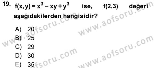 Matematik 1 Dersi 2015 - 2016 Yılı Tek Ders Sınav Soruları 19. Soru