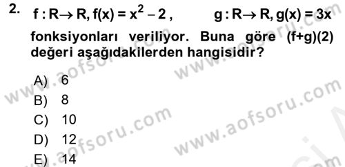 Matematik 1 Dersi 2015 - 2016 Yılı Tek Ders Sınav Soruları 2. Soru