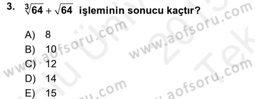 Matematik 1 Dersi 2015 - 2016 Yılı Tek Ders Sınav Soruları 3. Soru