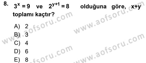 Matematik 1 Dersi 2015 - 2016 Yılı Tek Ders Sınav Soruları 8. Soru