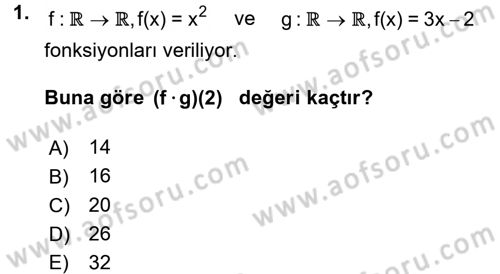 Matematik 1 Dersi 2016 - 2017 Yılı 3 Ders Sınav Soruları 1. Soru
