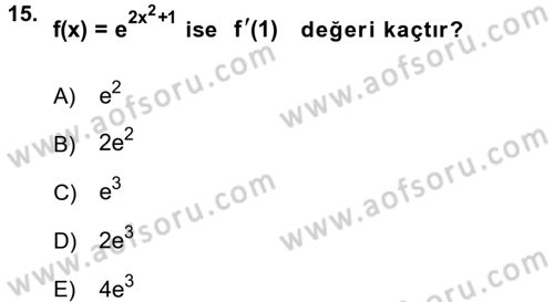 Matematik 1 Dersi 2016 - 2017 Yılı 3 Ders Sınav Soruları 15. Soru