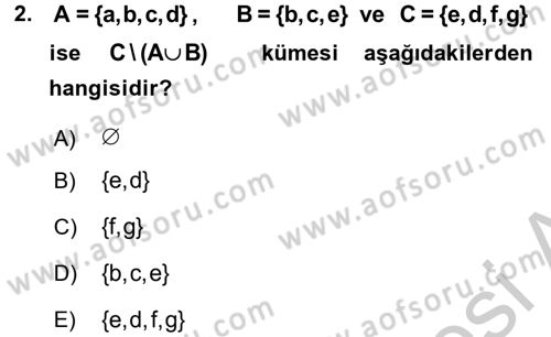 Matematik 1 Dersi 2016 - 2017 Yılı 3 Ders Sınav Soruları 2. Soru