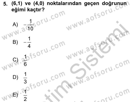 Matematik 1 Dersi 2016 - 2017 Yılı 3 Ders Sınav Soruları 5. Soru