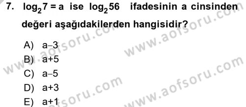 Matematik 1 Dersi 2016 - 2017 Yılı 3 Ders Sınav Soruları 7. Soru