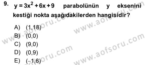 Matematik 1 Dersi 2016 - 2017 Yılı 3 Ders Sınav Soruları 9. Soru