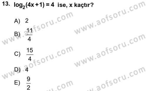 Matematik 1 Dersi 2016 - 2017 Yılı (Vize) Ara Sınav Soruları 13. Soru