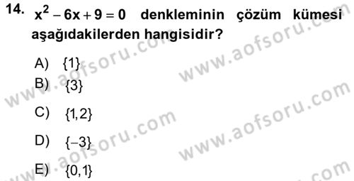 Matematik 1 Dersi 2016 - 2017 Yılı (Vize) Ara Sınav Soruları 14. Soru