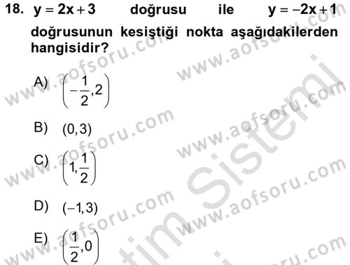 Matematik 1 Dersi 2016 - 2017 Yılı (Vize) Ara Sınav Soruları 18. Soru