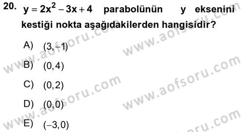Matematik 1 Dersi 2016 - 2017 Yılı (Vize) Ara Sınav Soruları 20. Soru