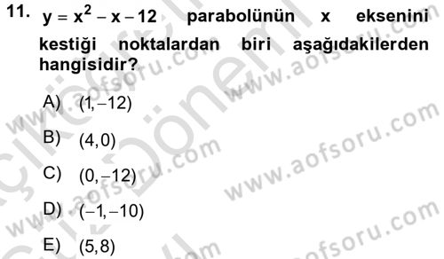 Matematik 1 Dersi 2017 - 2018 Yılı (Vize) Ara Sınavı 11. Soru