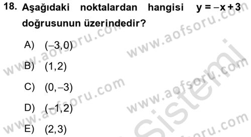 Matematik 1 Dersi 2017 - 2018 Yılı (Vize) Ara Sınavı 18. Soru