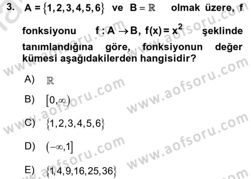 Matematik 1 Dersi 2017 - 2018 Yılı (Vize) Ara Sınavı 3. Soru