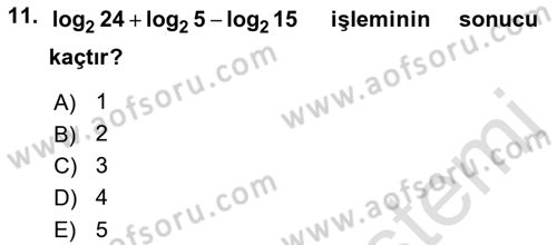 Matematik 1 Dersi 2018 - 2019 Yılı 3 Ders Sınav Soruları 11. Soru