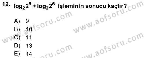 Matematik 1 Dersi 2018 - 2019 Yılı (Vize) Ara Sınav Soruları 12. Soru