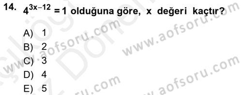 Matematik 1 Dersi 2018 - 2019 Yılı (Vize) Ara Sınav Soruları 14. Soru