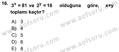Matematik 1 Dersi 2018 - 2019 Yılı (Vize) Ara Sınav Soruları 16. Soru