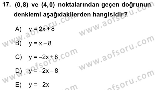 Matematik 1 Dersi 2018 - 2019 Yılı (Vize) Ara Sınav Soruları 17. Soru