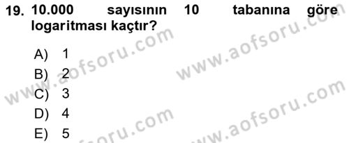 Matematik 1 Dersi 2018 - 2019 Yılı (Vize) Ara Sınav Soruları 19. Soru