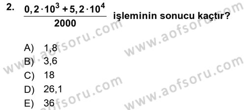 Matematik 1 Dersi 2018 - 2019 Yılı (Vize) Ara Sınav Soruları 2. Soru