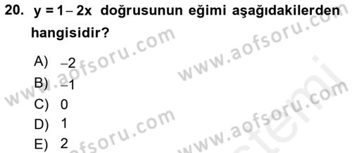 Matematik 1 Dersi 2018 - 2019 Yılı (Vize) Ara Sınav Soruları 20. Soru