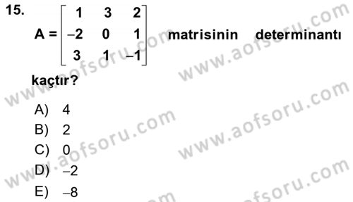 Matematik 1 Dersi 2018 - 2019 Yılı Yaz Okulu Sınav Soruları 15. Soru