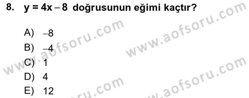 Matematik 1 Dersi 2018 - 2019 Yılı Yaz Okulu Sınav Soruları 8. Soru
