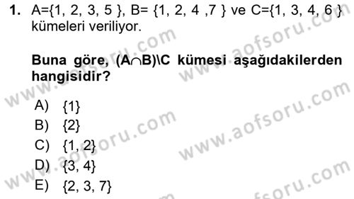 Matematik 1 Dersi 2020 - 2021 Yılı Yaz Okulu Sınav Soruları 1. Soru