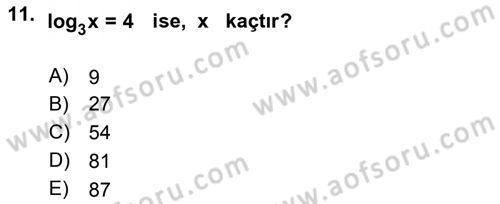 Matematik 1 Dersi 2020 - 2021 Yılı Yaz Okulu Sınav Soruları 11. Soru