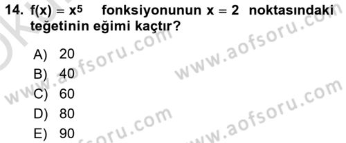 Matematik 1 Dersi 2020 - 2021 Yılı Yaz Okulu Sınav Soruları 14. Soru