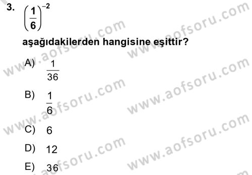 Matematik 1 Dersi 2020 - 2021 Yılı Yaz Okulu Sınav Soruları 3. Soru