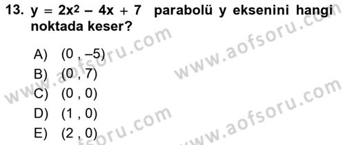 Matematik 1 Dersi 2021 - 2022 Yılı (Vize) Ara Sınav Soruları 13. Soru