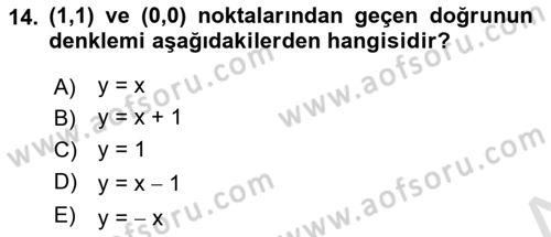 Matematik 1 Dersi 2021 - 2022 Yılı (Vize) Ara Sınav Soruları 14. Soru