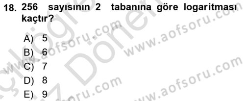 Matematik 1 Dersi 2021 - 2022 Yılı (Vize) Ara Sınav Soruları 18. Soru