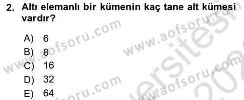 Matematik 1 Dersi 2021 - 2022 Yılı (Vize) Ara Sınav Soruları 2. Soru