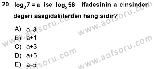 Matematik 1 Dersi 2021 - 2022 Yılı (Vize) Ara Sınav Soruları 20. Soru