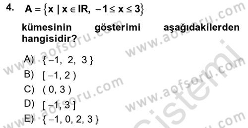 Matematik 1 Dersi 2021 - 2022 Yılı (Vize) Ara Sınav Soruları 4. Soru