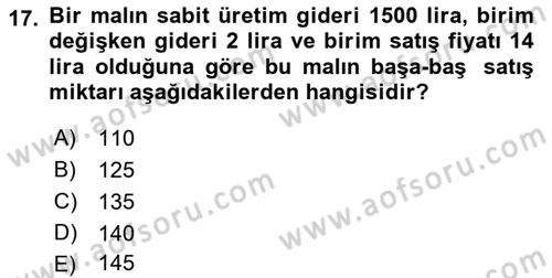 Matematik 1 Dersi 2021 - 2022 Yılı (Final) Dönem Sonu Sınav Soruları 17. Soru