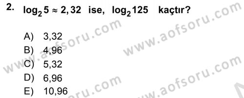Matematik 1 Dersi 2021 - 2022 Yılı (Final) Dönem Sonu Sınav Soruları 2. Soru