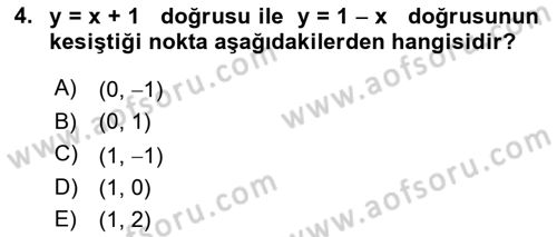 Matematik 1 Dersi 2021 - 2022 Yılı (Final) Dönem Sonu Sınav Soruları 4. Soru