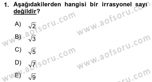 Matematik 1 Dersi 2021 - 2022 Yılı Yaz Okulu Sınav Soruları 1. Soru
