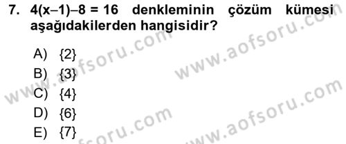 Matematik 1 Dersi 2021 - 2022 Yılı Yaz Okulu Sınav Soruları 7. Soru