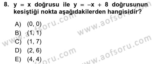 Matematik 1 Dersi 2021 - 2022 Yılı Yaz Okulu Sınav Soruları 8. Soru