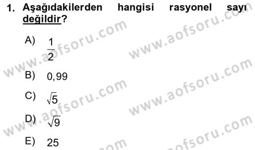 Matematik 1 Dersi 2022 - 2023 Yılı (Vize) Ara Sınav Soruları 1. Soru