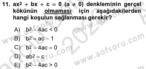 Matematik 1 Dersi 2022 - 2023 Yılı (Vize) Ara Sınav Soruları 11. Soru