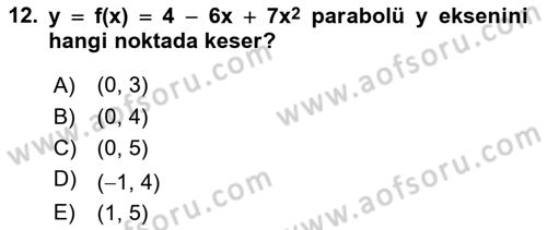 Matematik 1 Dersi 2022 - 2023 Yılı (Vize) Ara Sınav Soruları 12. Soru