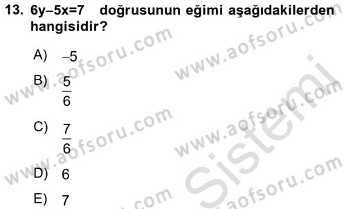 Matematik 1 Dersi 2022 - 2023 Yılı (Vize) Ara Sınav Soruları 13. Soru