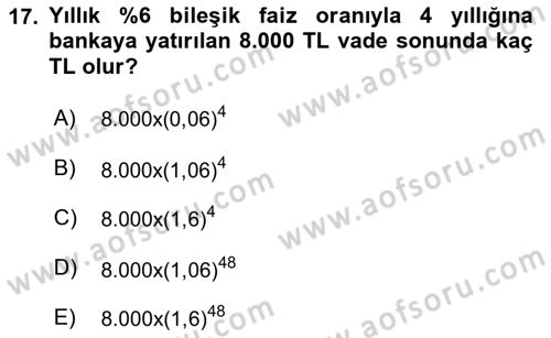Matematik 1 Dersi 2022 - 2023 Yılı (Vize) Ara Sınav Soruları 17. Soru